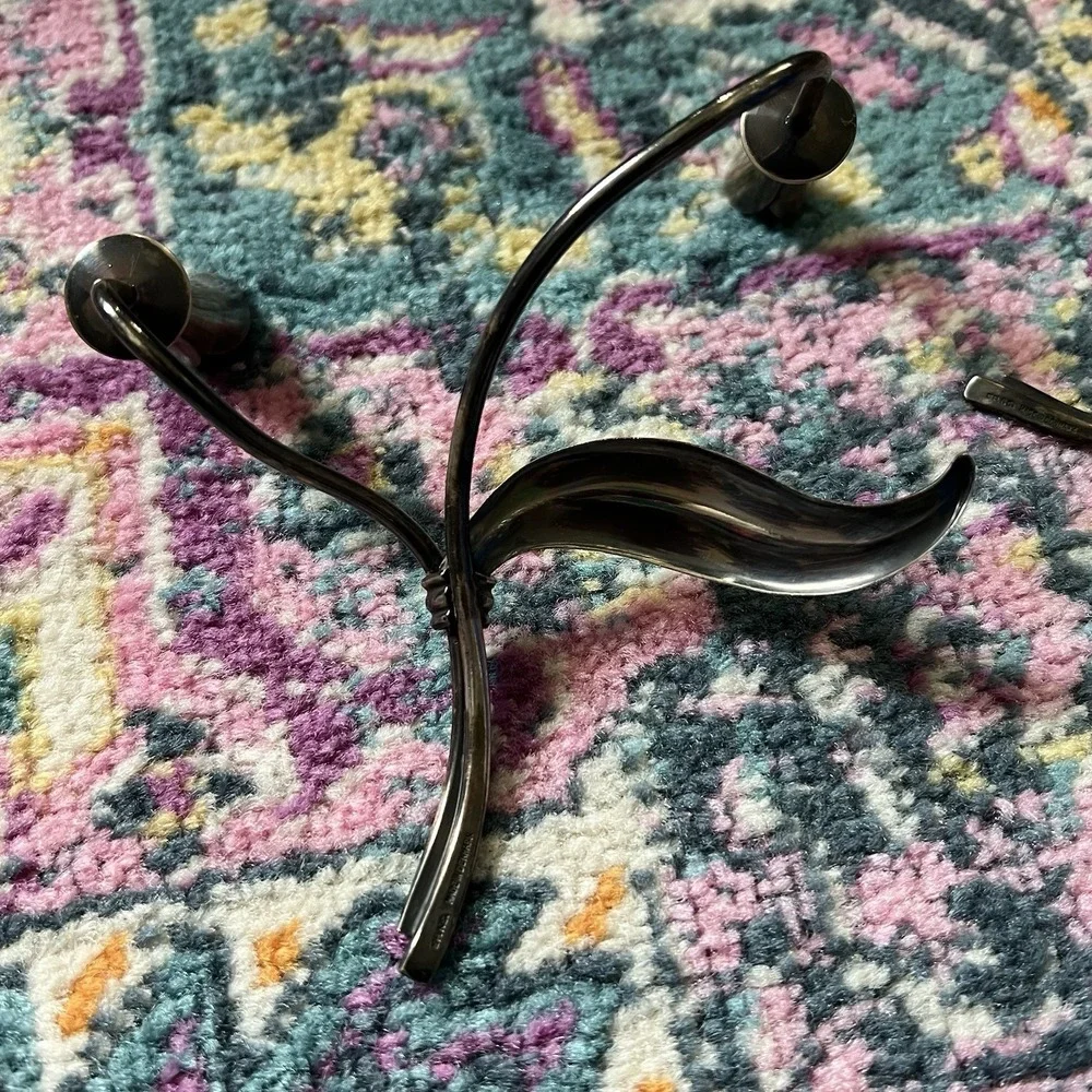 Pair Hans Jensen‎ Cala Lily Silver Plate Candleholders CP NCI Denmark & Candles